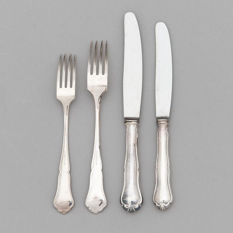 A 48-piece set of 'Chippendale' silver cutlery, Hämeenlinna, Finland 1959-60.