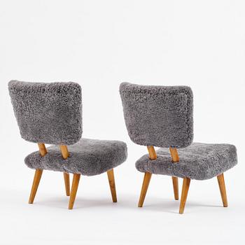 A pair of sheepskin lounge chairs, Norway, 1940s.