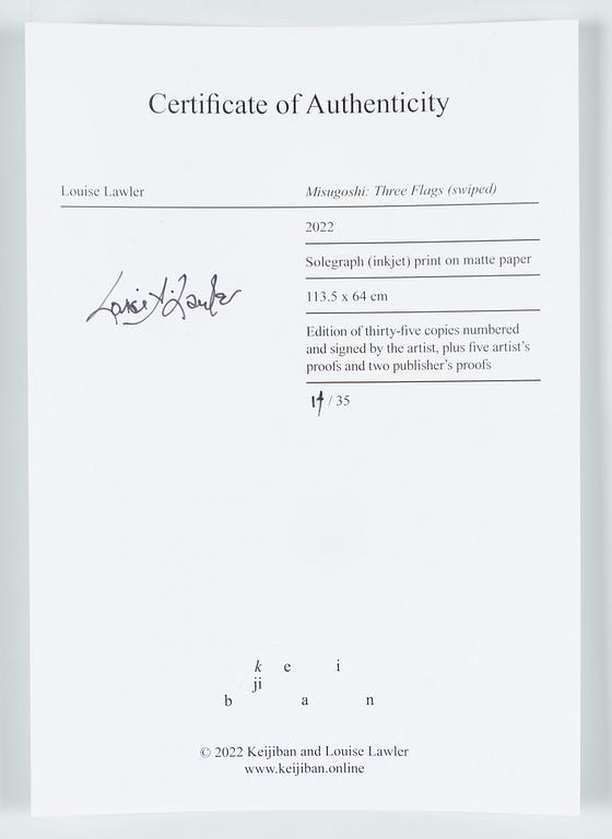 Louise Lawler, Misugoshi: "Three Flags (swiped)".