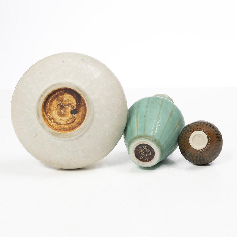 Stig Lindberg, Gunnar Nylund & Berndt Friberg, six stoneware minitures, Gustavsbergs STudio and Rörstrand, Sweden.