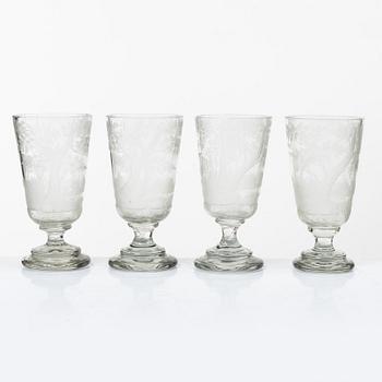 A lidded cup with four glasses, 20th century.