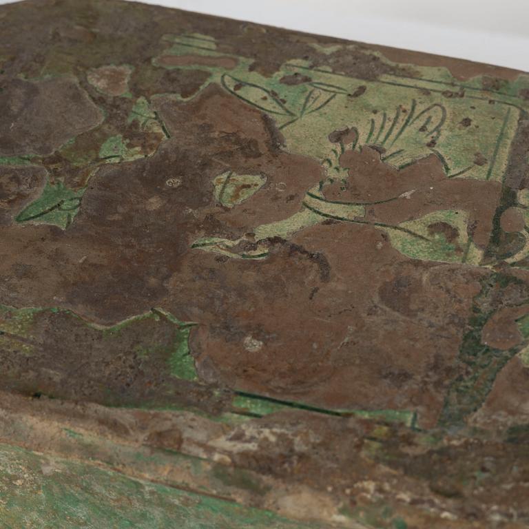 A Chinese glazed ceramic pillow, Song dynasty (960-1279).