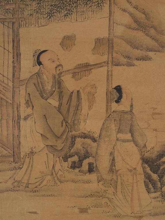 OKÄND KONSTNÄR, tusch och färg på papper. Qingdynastin, efter Shanguan Zhou, daterad 1756.