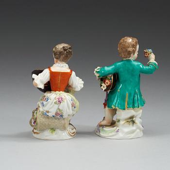 FIGURINER, två stycken, porslin. Meissen, 1900-tal.