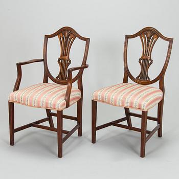 Matbord och stolar, 8 st, England 1970-tal.