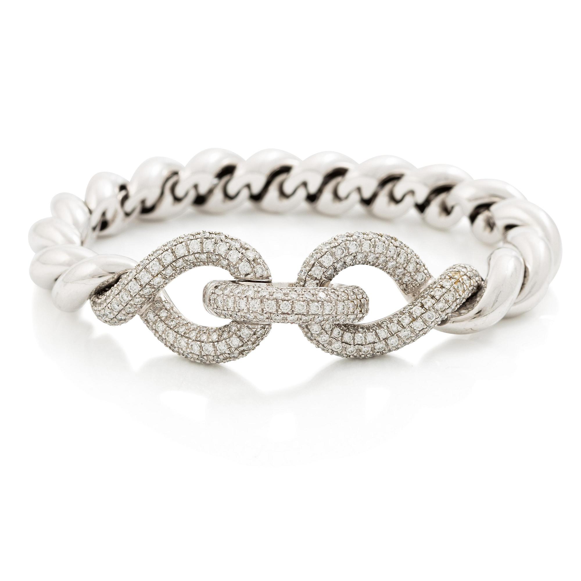 Hermès a bracelet 18K white gold with round brilliant-cut diamonds.