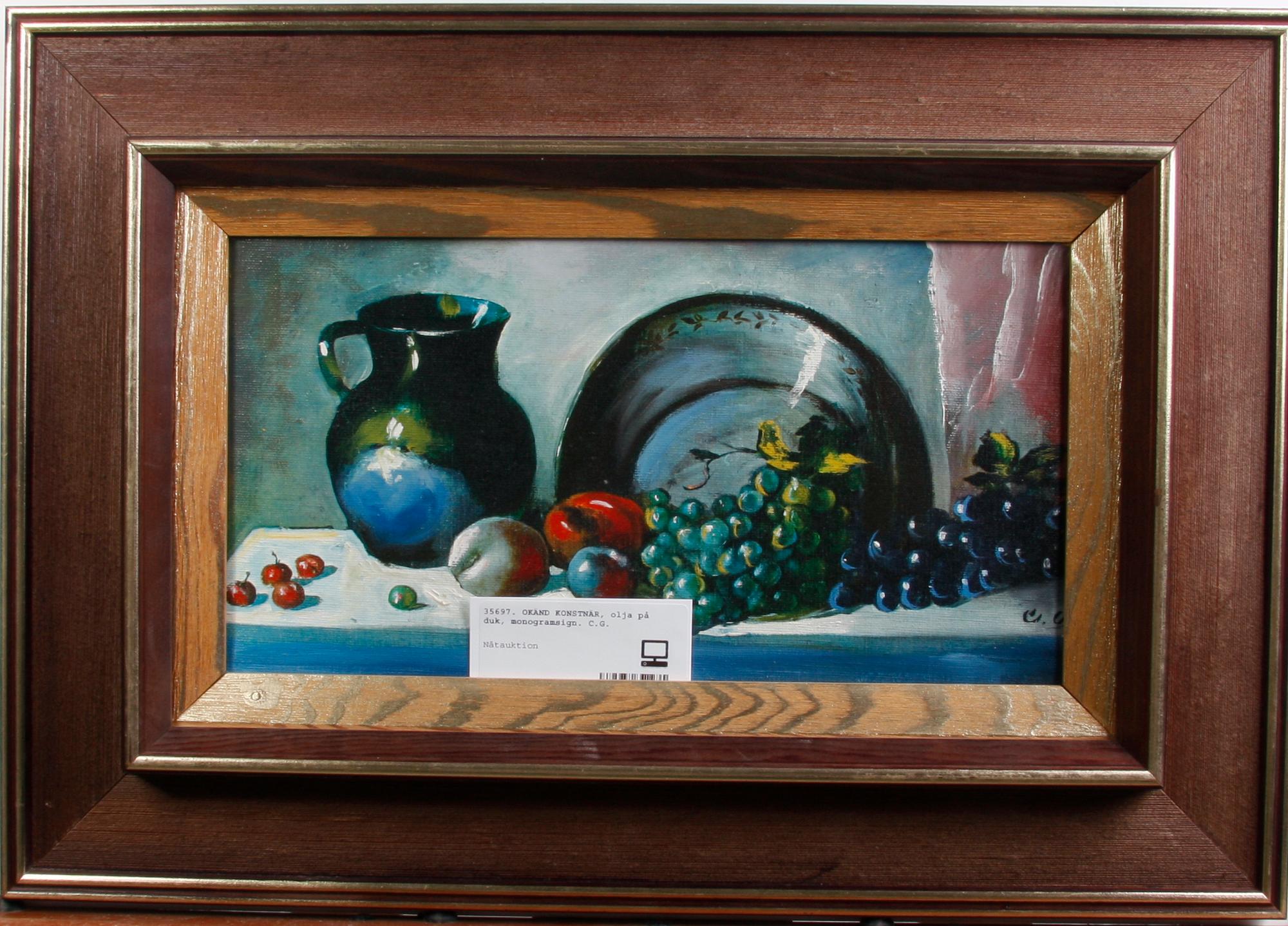 OKÄND KONSTNÄR, olja på duk, monogramsign. C.G.