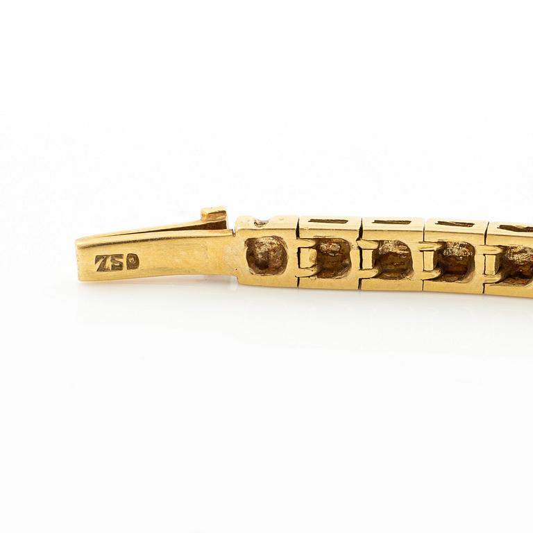 Bracelet, 18K gold with brilliant-cut diamonds, carré-cut rubies, emeralds and sapphires.