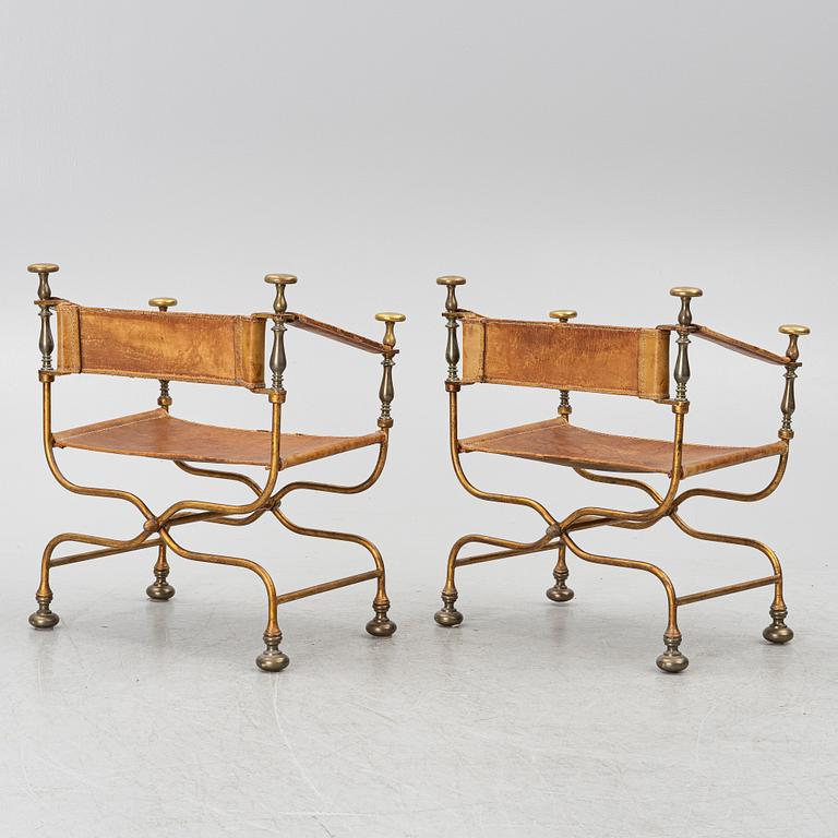 Armchairs, a pair, antiquarian style, Italy.