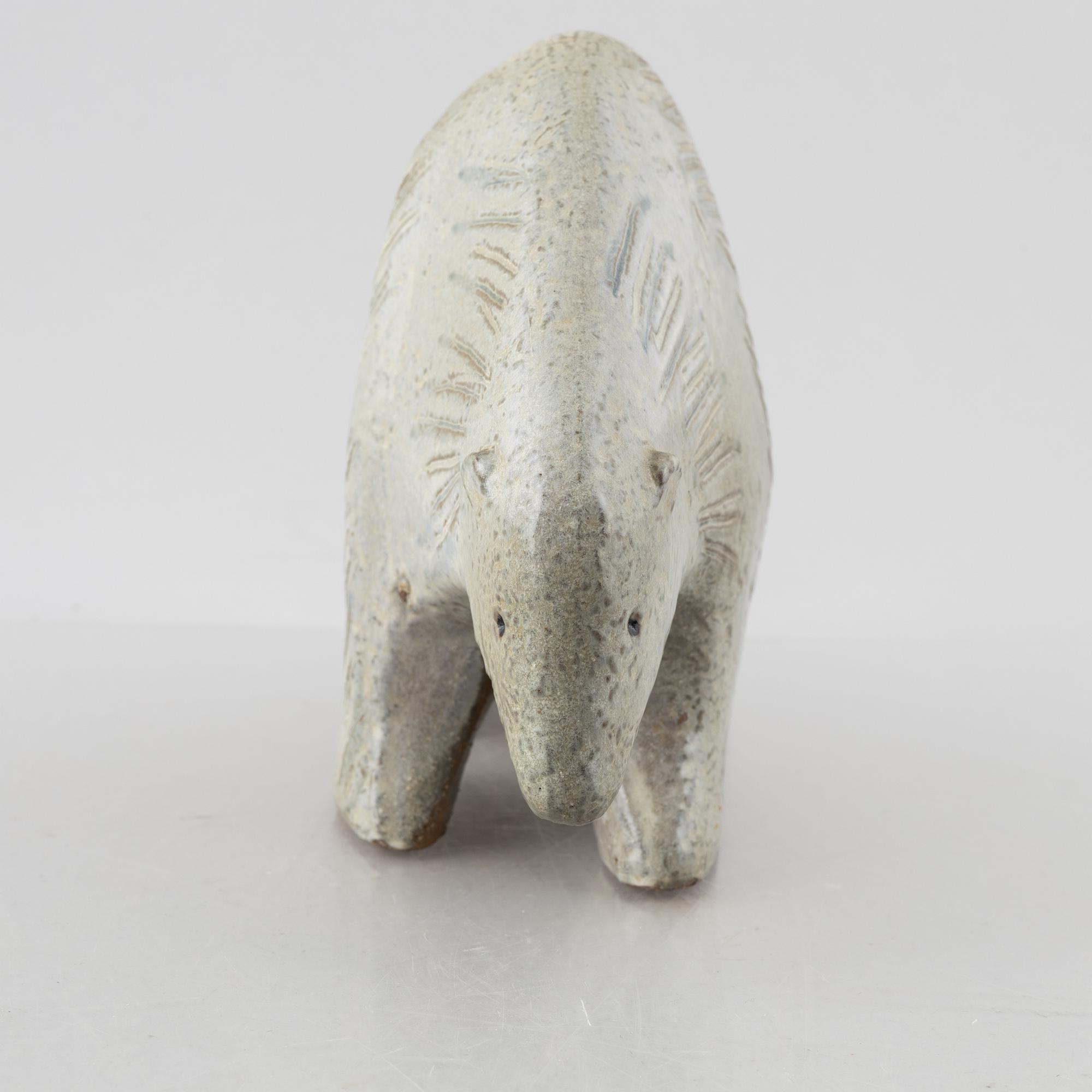 Lisa Larson, figurin, stengods, "Isbjörn", ur serien "Stora Zoo", Gustavsberg.