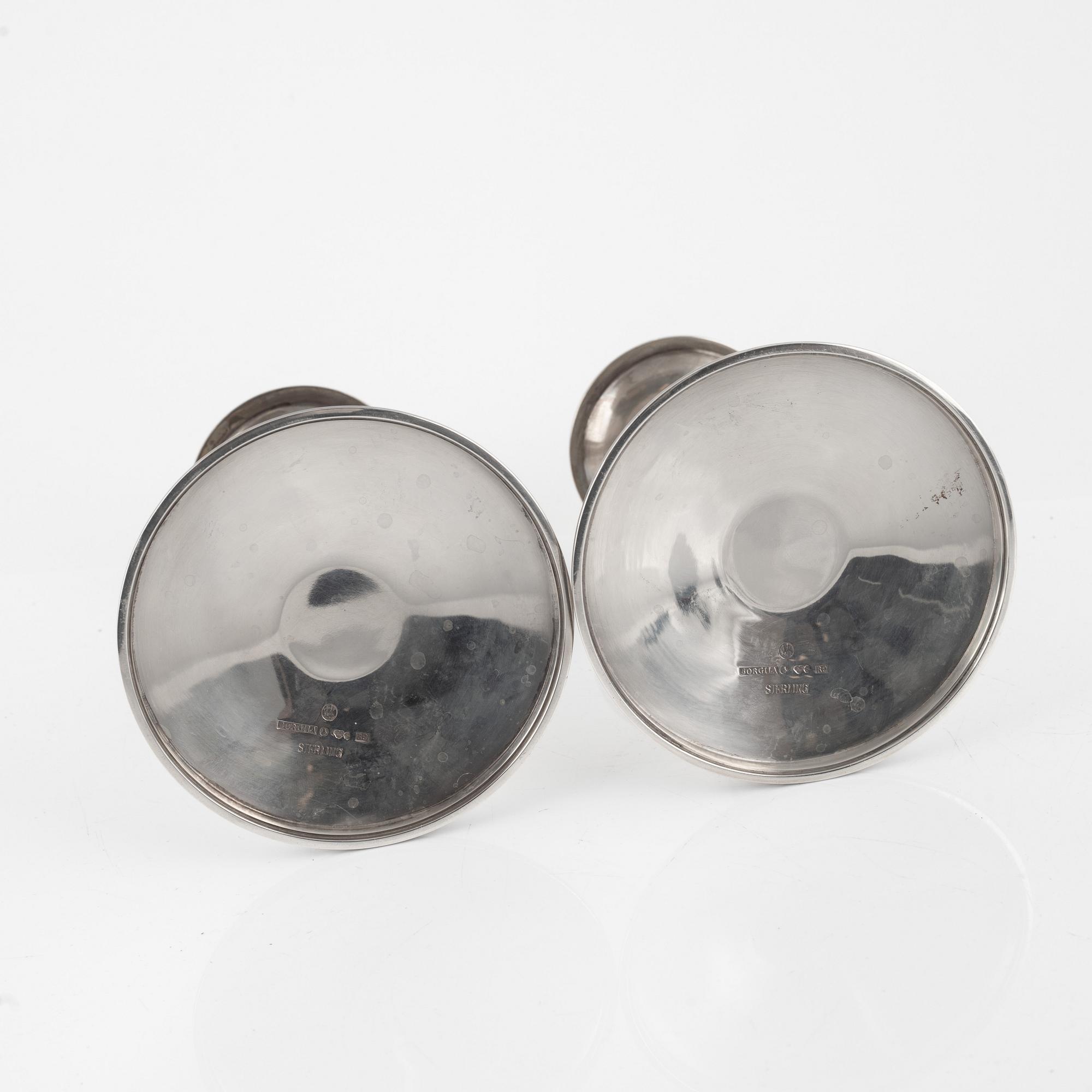 Atelier Borgila, A pair of sterling silver candlesticks from Borgila, Stockholm 1967.
