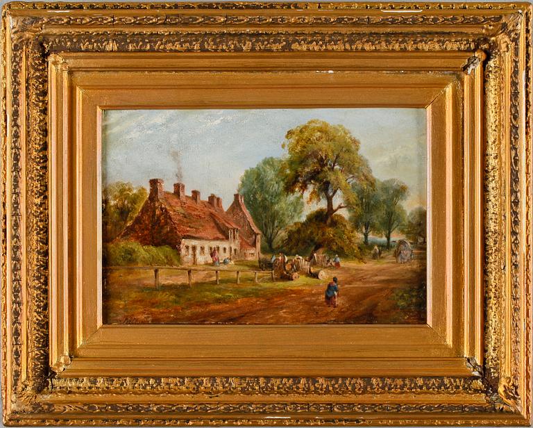 OKÄND KONSTNÄR, olja på pannå, signerad Bilton, England, 1800-tal.