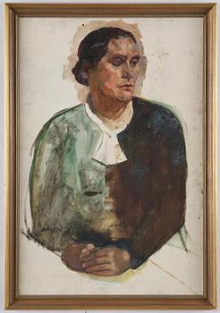 Lotte Laserstein, Sitzende Frau mit weißem Schalkragen.