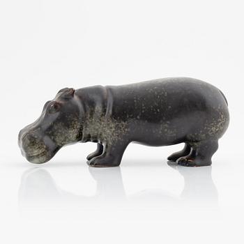 Gunnar Nylund, a stoneware sculpture of a hippo, Rörstrand.