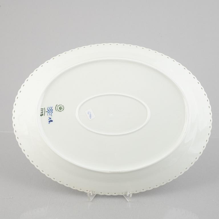A 'Blue Fluted Full Lace' porcelain serving dish, Royal Copenhagen, model 1148, 1969-73.