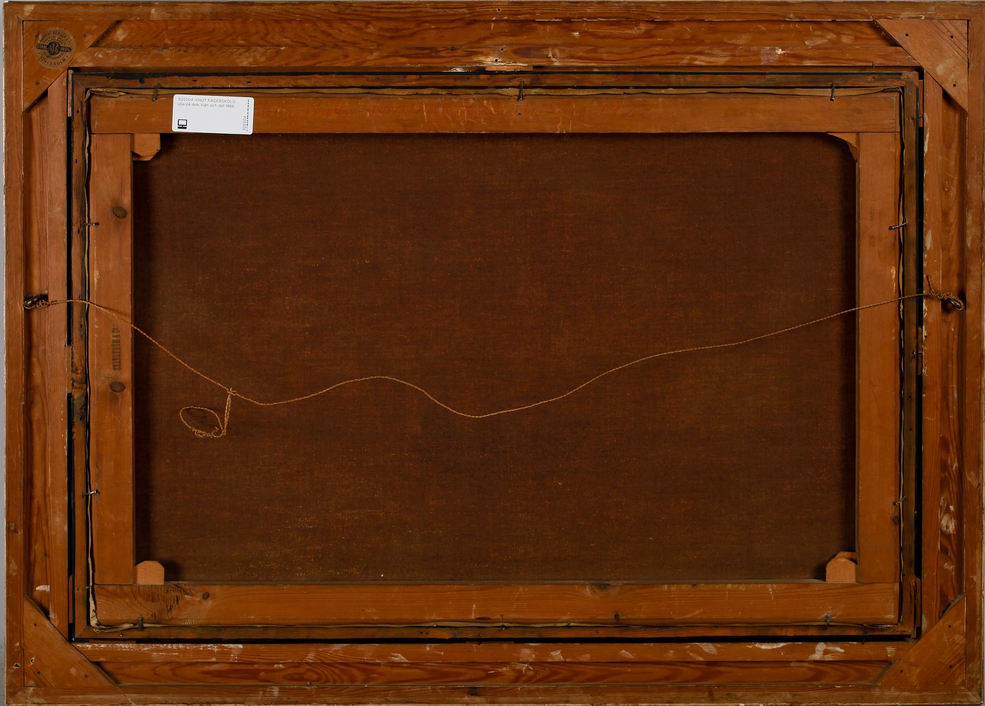 KNUT FÄGERSKÖLD, olja på duk, sign och dat 1888.