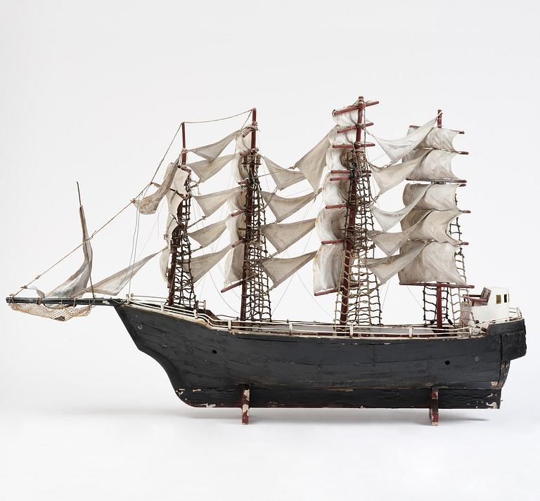 A modell of a ship from Brahestad, Finland, 19th century.