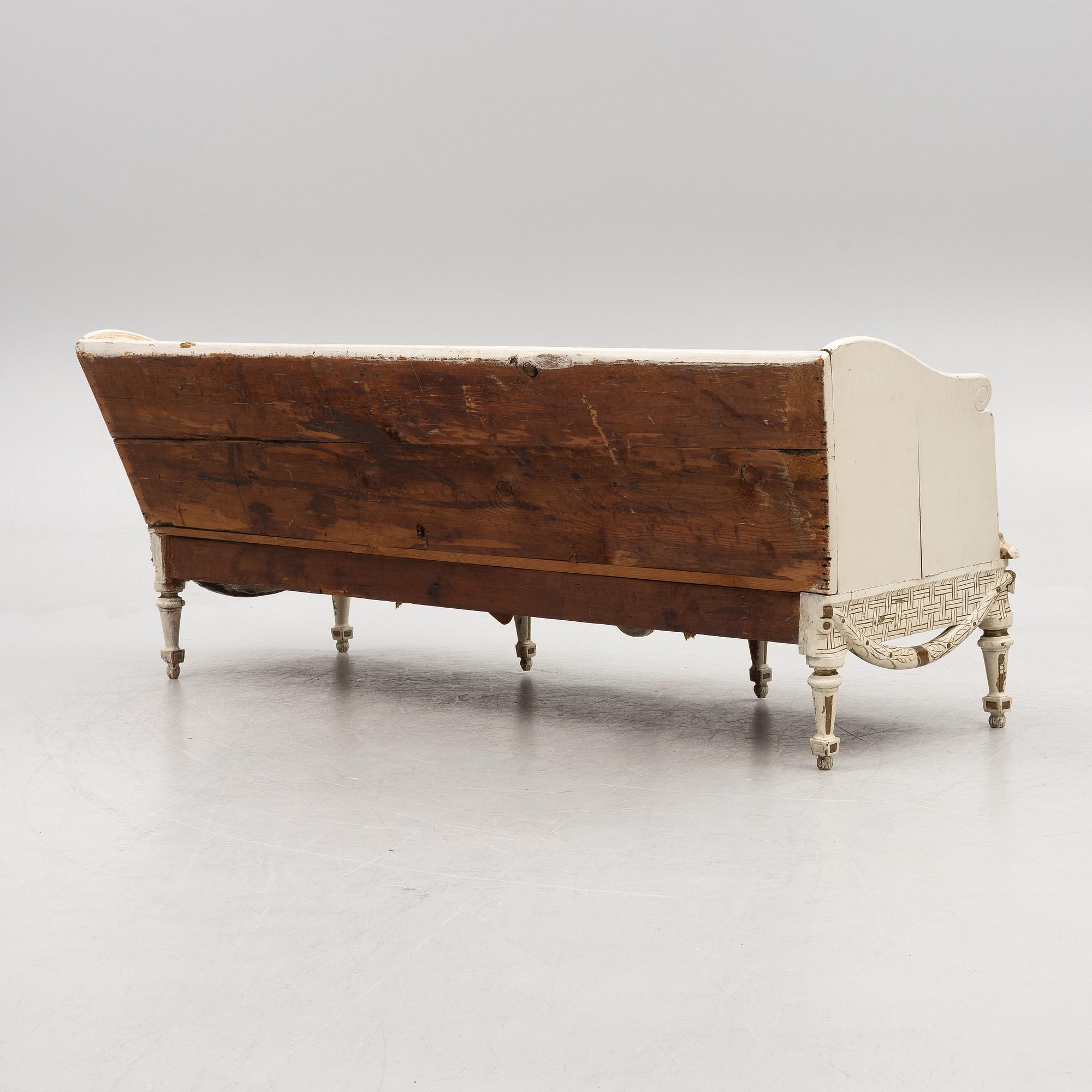 A Gustavian sofa, later part 18th century.