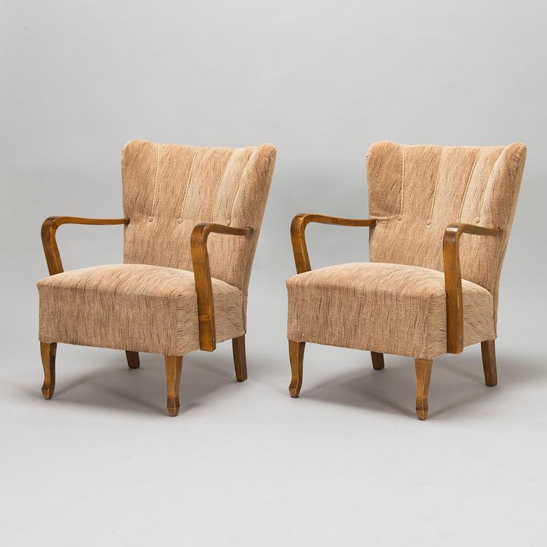 A pair of 1930/1940's open armchairs so called 'K-chair'.