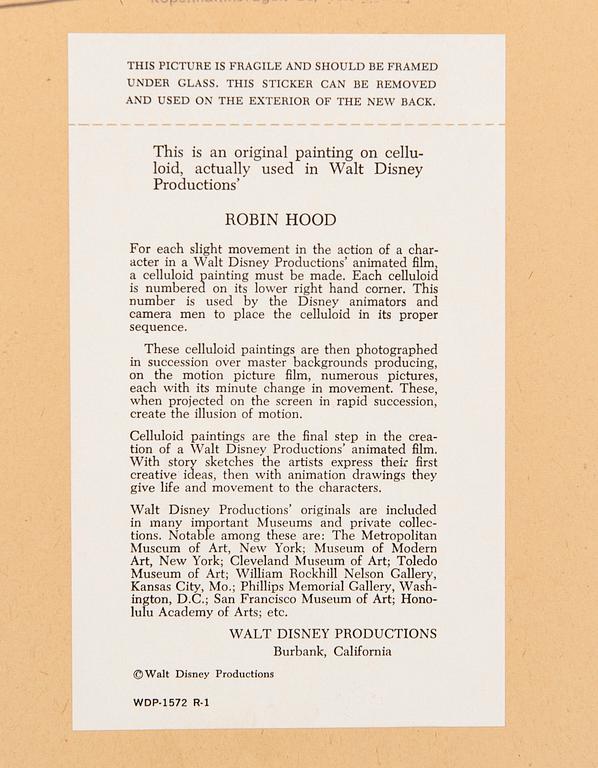 Filmcell från filmen "Robin Hood", Walt Disney.