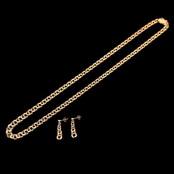 COLLIER OCH ÖRHÄNGEN, 18k guld, svenska stämplar. Total vikt ca 25 g.