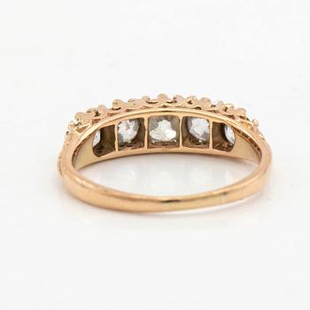 Alliance ring, 14K gold with old-cut diamonds.
