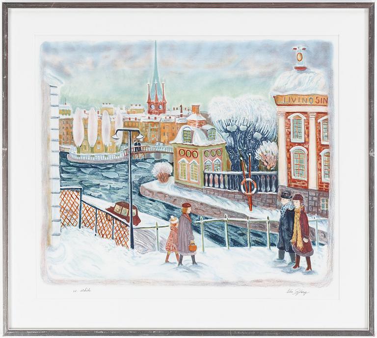 ELIS RYBERG, färglitografi, signerad och ex artiste.