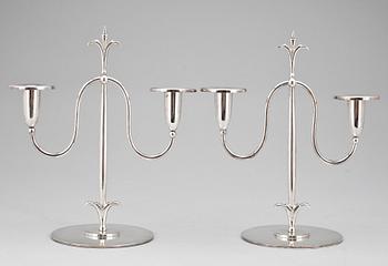 LJUSSTAKAR, 1 par, nysilver, CG Hallberg, art deco, 1900-talets första hälft.