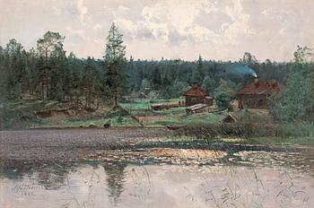 61. Alfred Thörne, Landscape with lake.