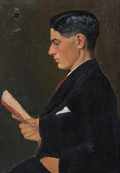 762. Owe Zerge, Portrait of a young man reading.