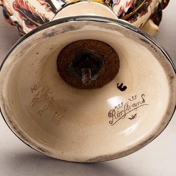 A set of two Rörstrand majolica urns around 1900.