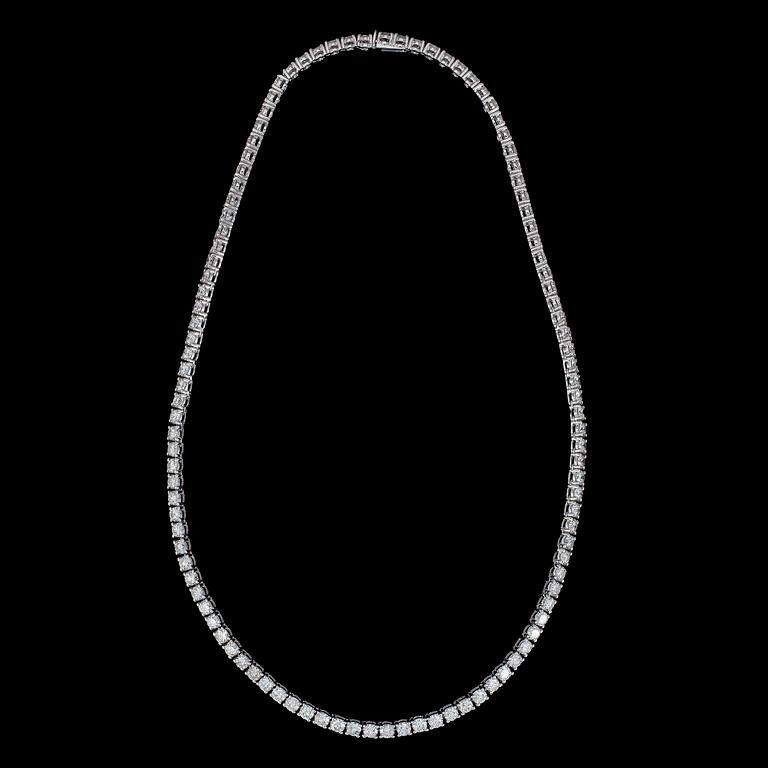 A brilliant cut diamond necklace, tot. app. 16.09 ct.