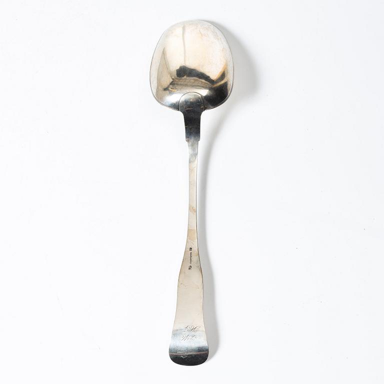 A Danish silver serving spoon, mark of Niels Christopher Clausen, Odense, around the mid-19th century.