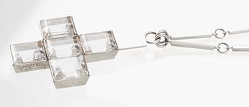 A Wiwen Nilsson sterling and five facet cut rock crystal pendant, Lund 1937.