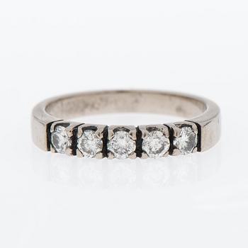 RING, 14K, vitguld, diamanter 5x0,10 ct, finska stämplar, Kalevi Elo.