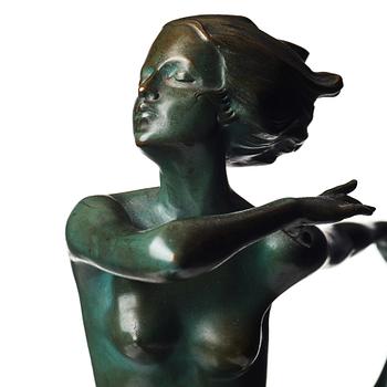 JOSEF LORENZL, a patinated bronze art déco sculpture of a dancer, Austria.