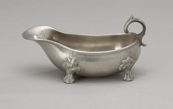 A pewter sauce-boat by Adolph Helledaij, Jönköping 1791.