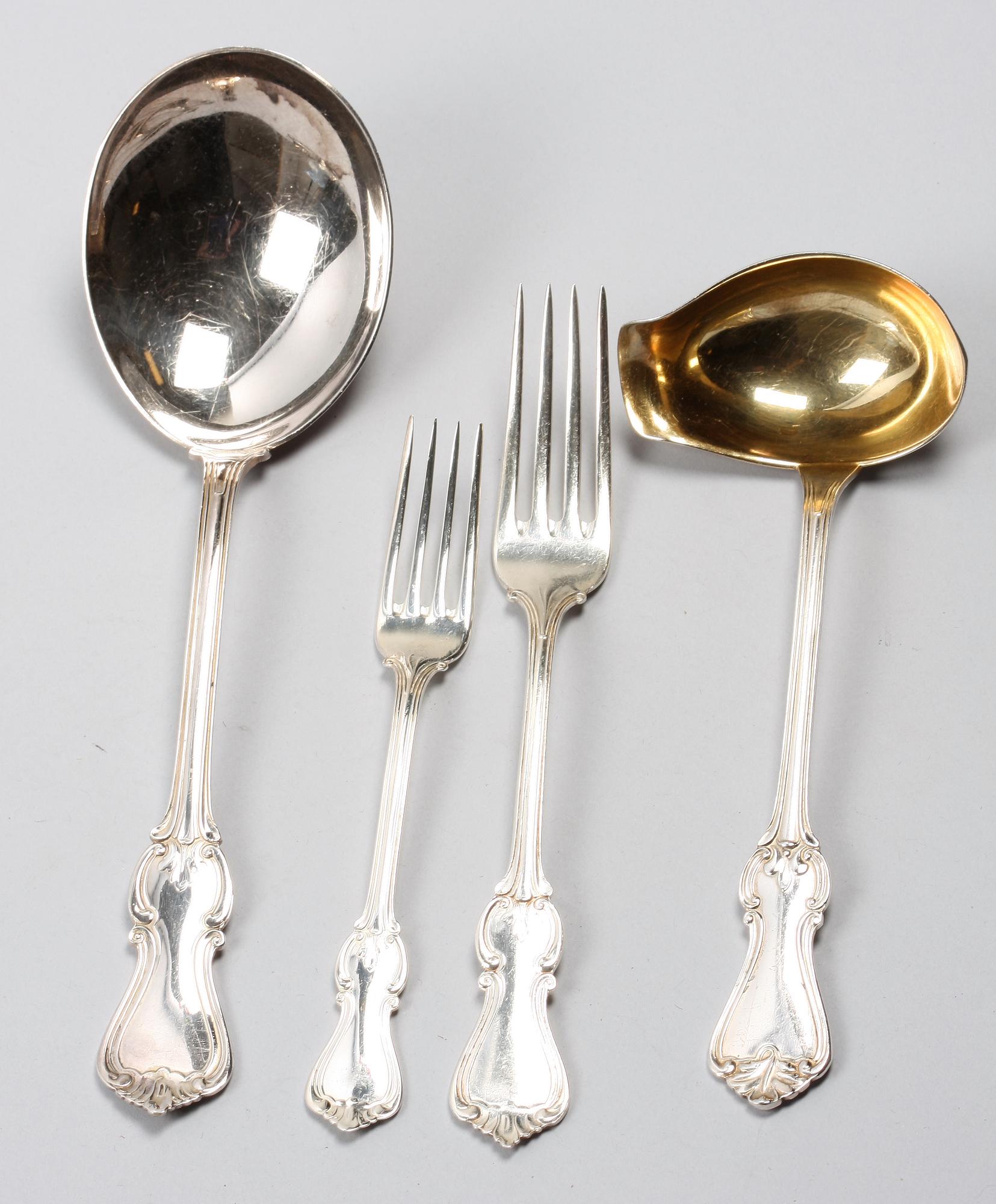 BESTICKSERVIS, 70 delar. Silver. GAB 1960-70-tal. Modell: Olga.