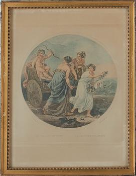 GRAVYRER, 4st, bland annat efter Angelica Kauffmann, 1800-tal.