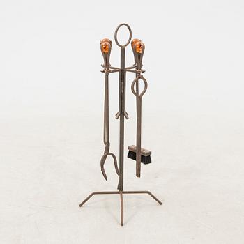 Brass set 4 pcs and stand, Sweden, mid/second half of the 20th century.