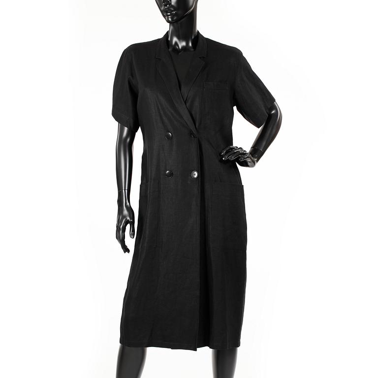 AGNÈS B, a black linen dress.