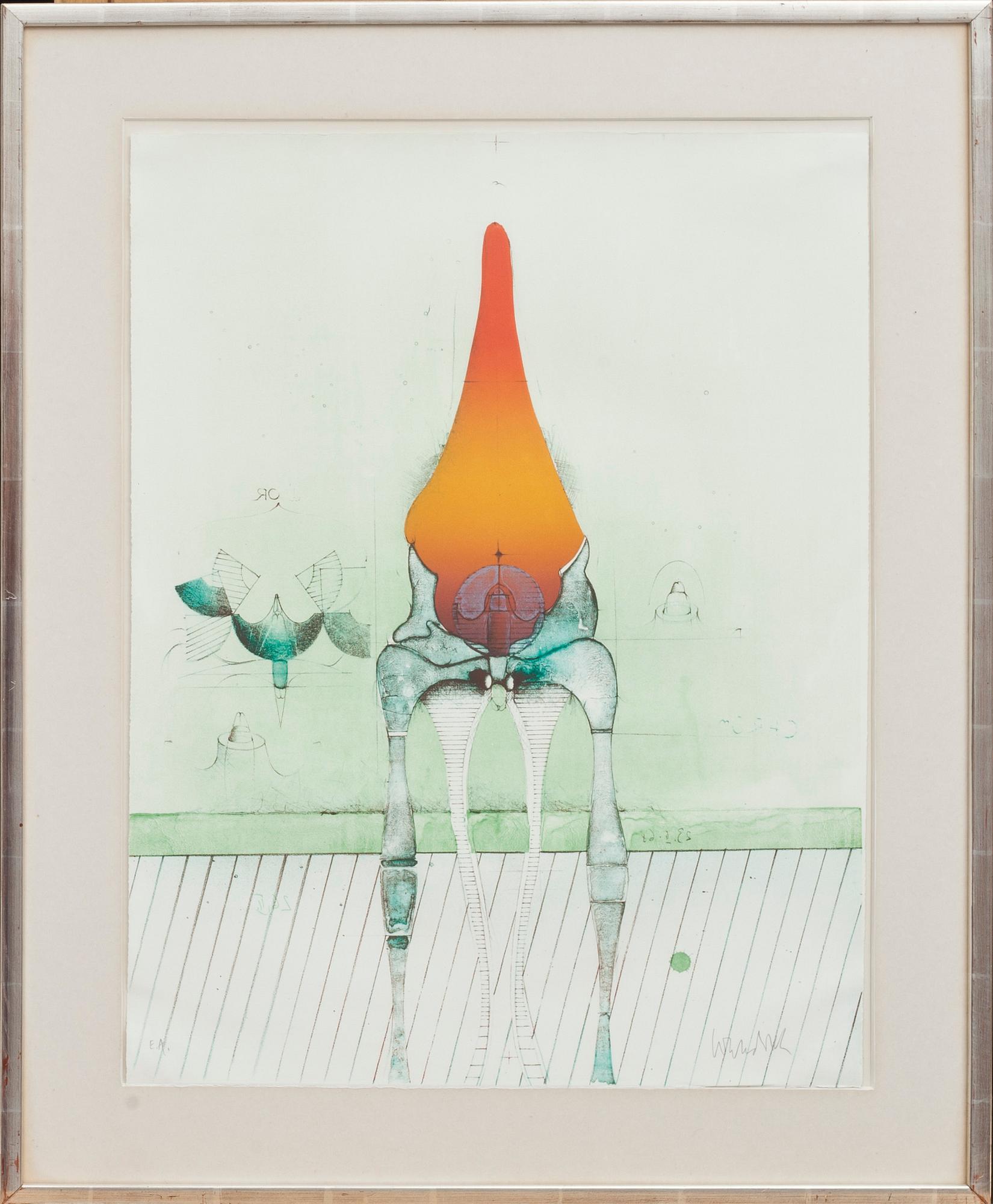 PAUL WUNDERLICH, färglitografi.E.A. Signerad.