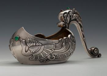 A KOVCH, 84 silver, garnet, chrysoprase. Marked и.в. щеклъева and ЧМ.А. Moscow 1908-17.  Weight 577 g.