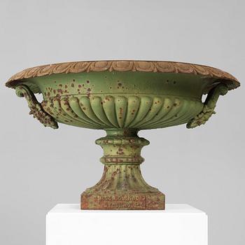 A Swedish 19th century cast iron garden urn by J & C G Bolinder, Stockholm.