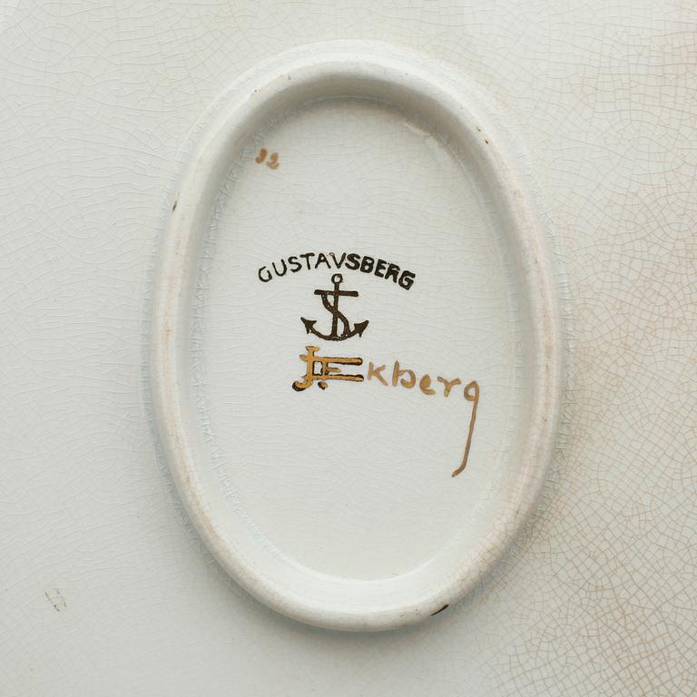GARNITYR, 3 delar, flintgods med grön lysterglasyr, Josef Ekberg, Gustavsberg, 1920-tal.