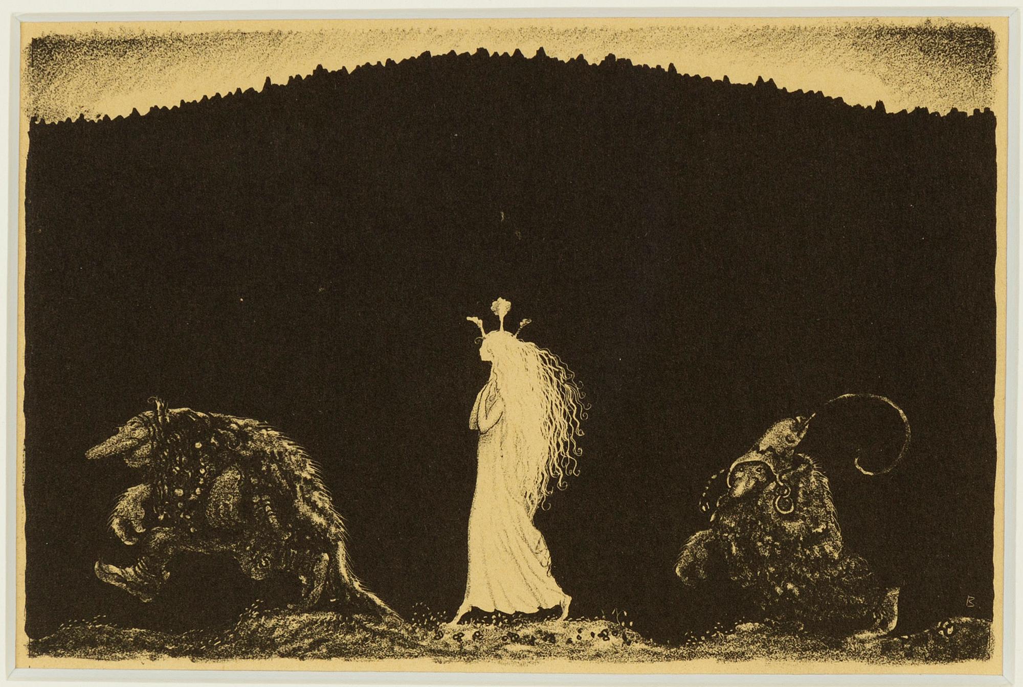John Bauer, lithograph, from "Troll", 1915. Signed B in the print.