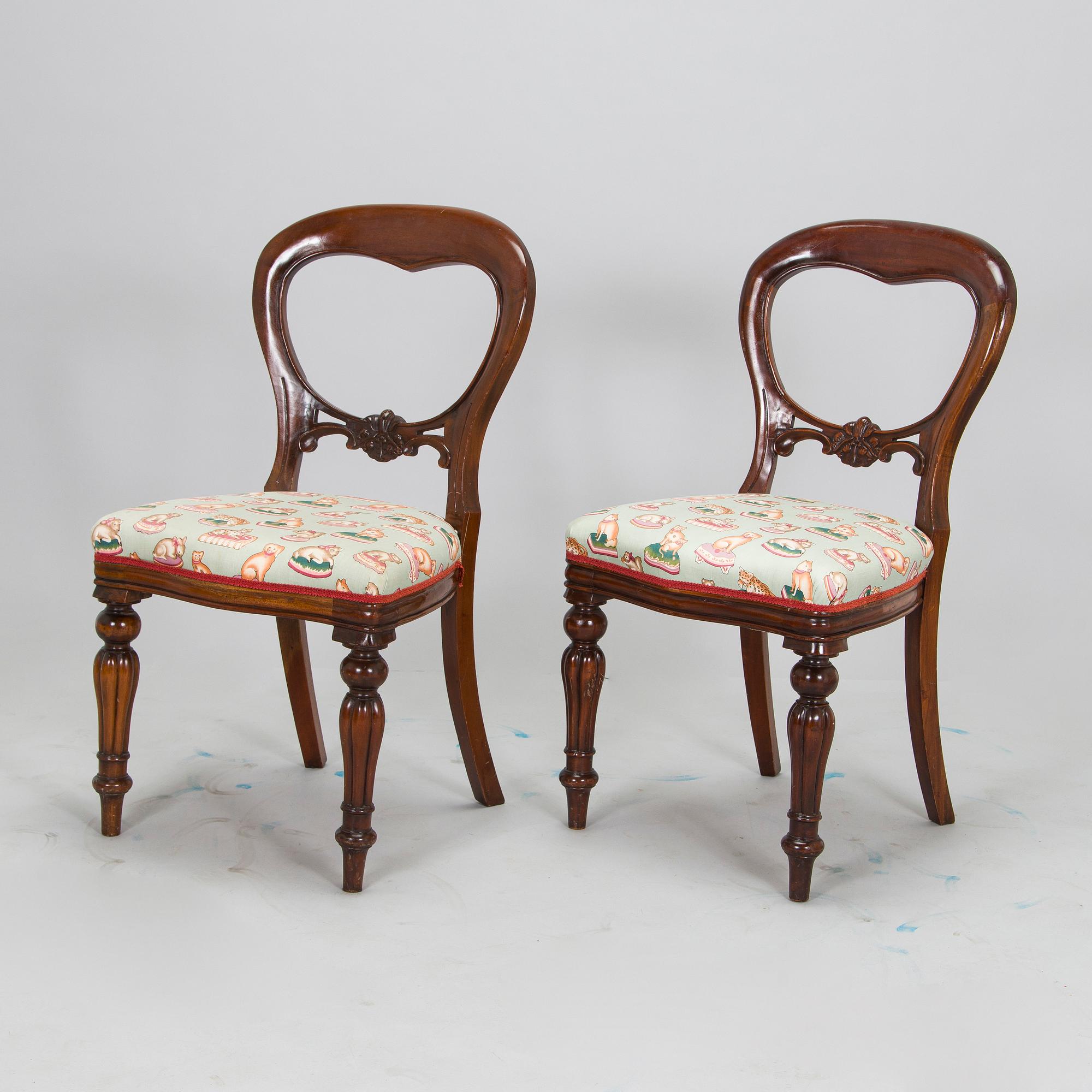 Matbord och stolar, 8 st, mahogny, regency-stil, 1900-talets slut.