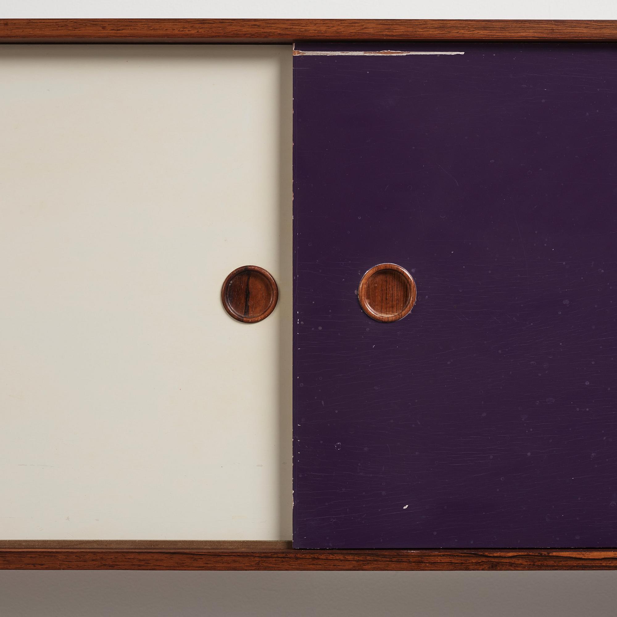 Finn Juhl, a rare wall mounted palisander sideboard, Bovirke, Denmark 1950s.