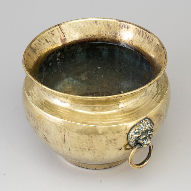 a 18th century brass flower pot.