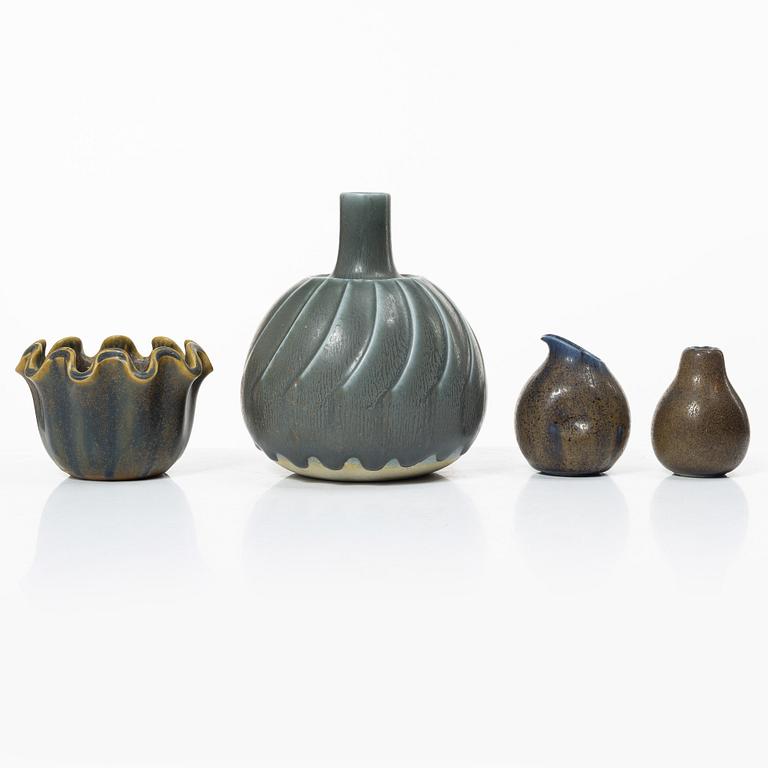 Kåge Verkstad, four ceramic pieces, Gustavsberg, Sweden, 1957-61.